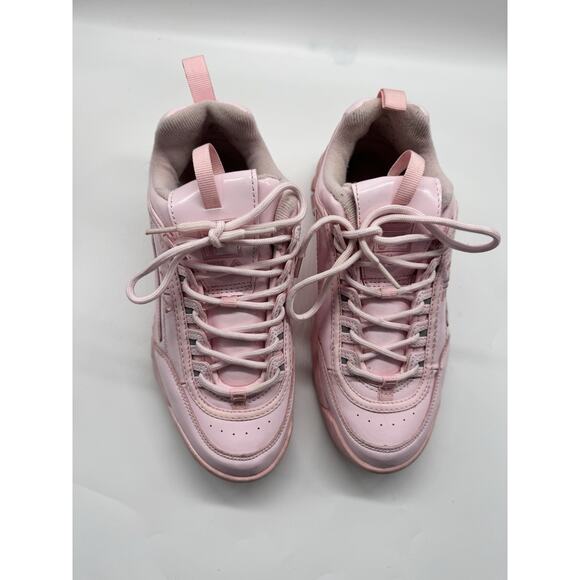 Fila Disruptor 2 Pink Patent Leather Chunky Platform Sneaker Women’s Size 9 - Picture 5 of 11